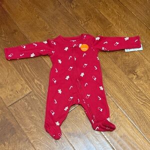 NWT Size 3M Carter's Red Footie with White Christmas Accents